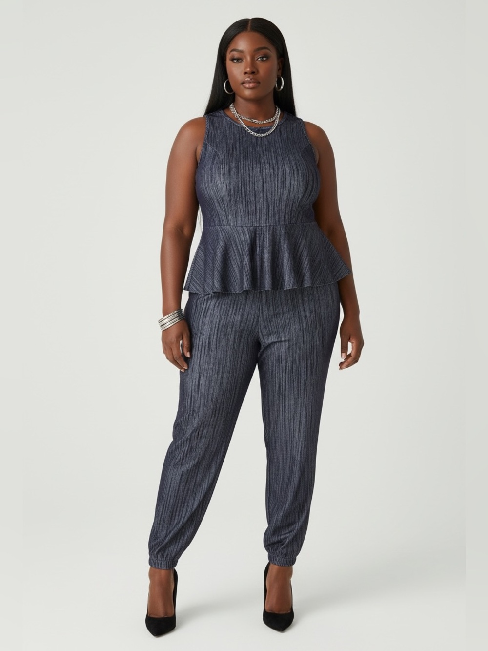 Sleeveless Peplum Jumpsuit - Picture 2 of 3